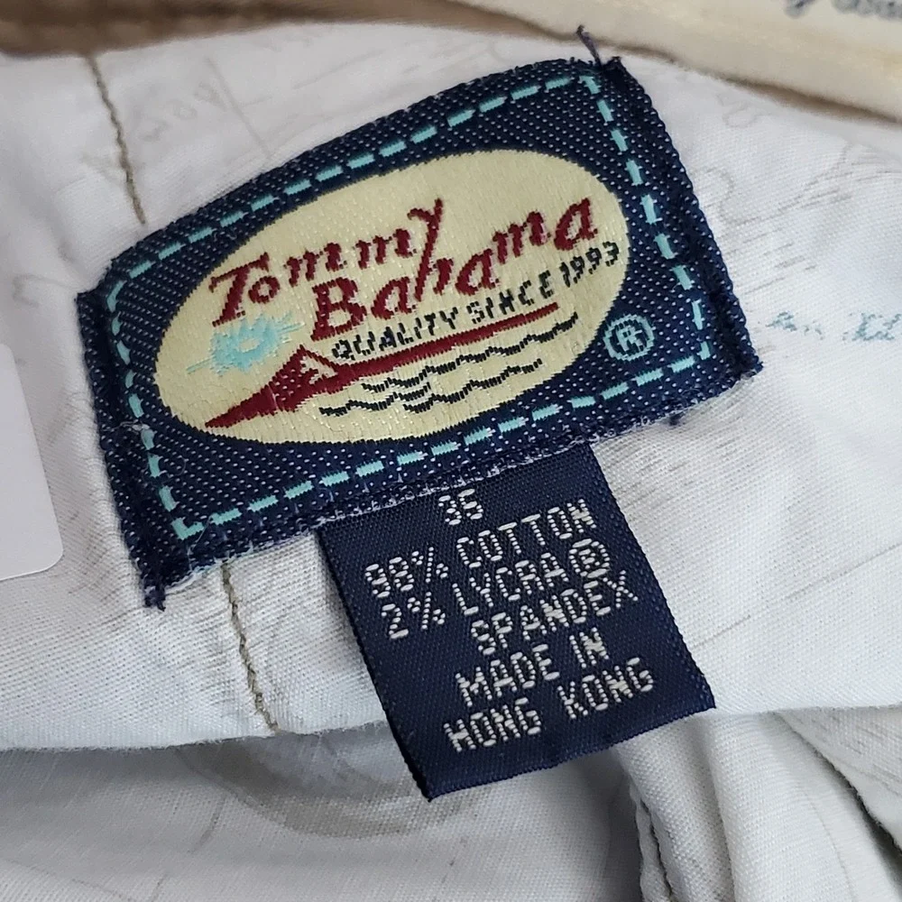 VINTAGE Tommy Bahama Men Shorts 35 Khaki Chino Pleated Pockets 8